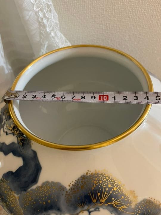 皇室御用達 大倉陶園 老松花生 松金彩