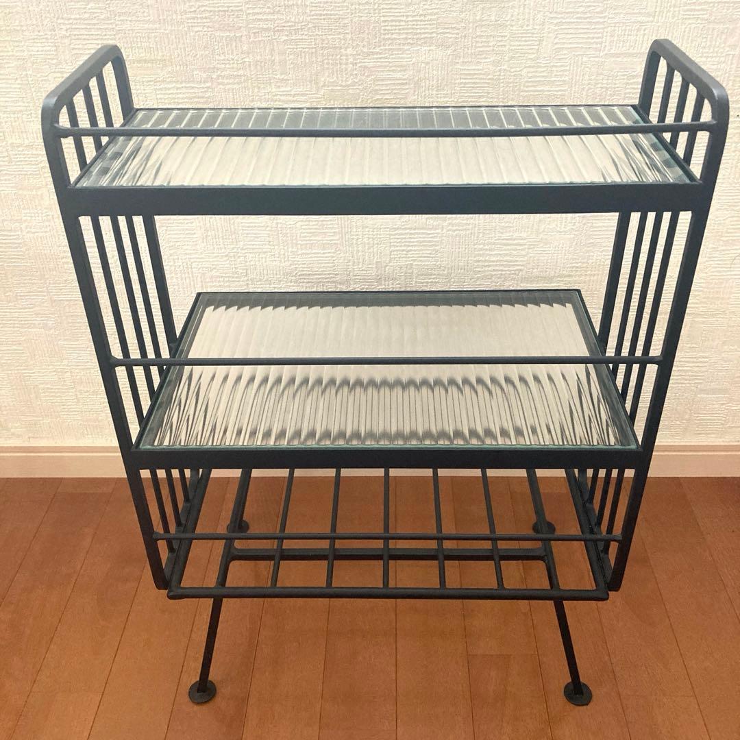 ウニコ ステラ スモールガラスシェルフ ガラスxアイアン レトロ風ガラス