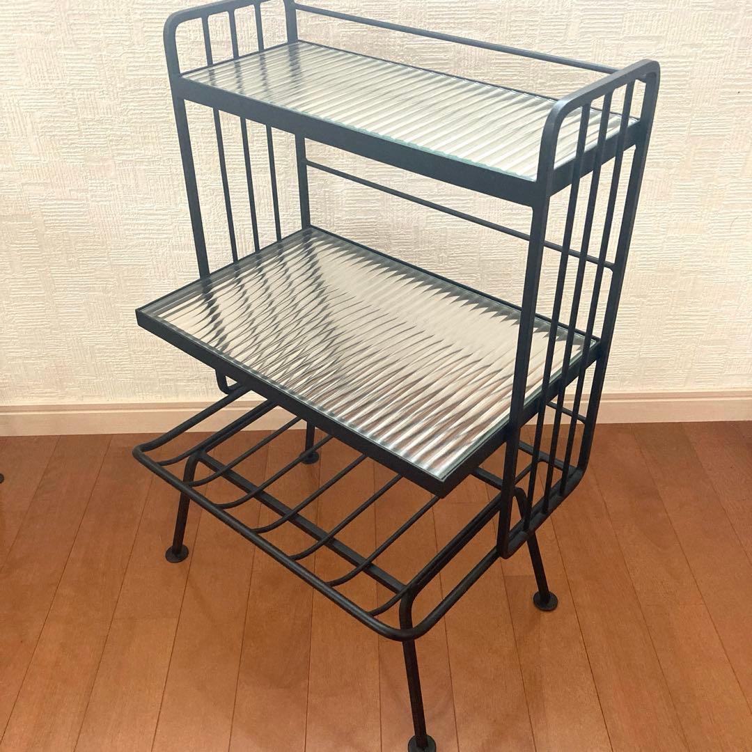 ウニコ ステラ スモールガラスシェルフ ガラスxアイアン レトロ風ガラス