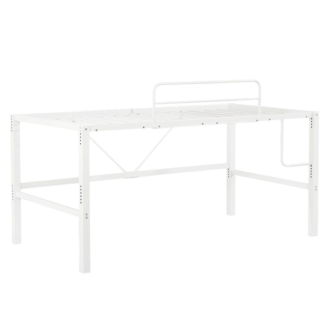 【ホワイト】高さ90cmロフトベッド パイプベッド シングルベッド 高さ調整可能