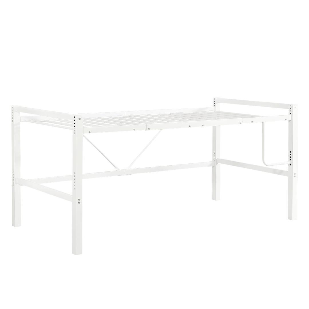【ホワイト】高さ90cmロフトベッド パイプベッド シングルベッド 高さ調整可能