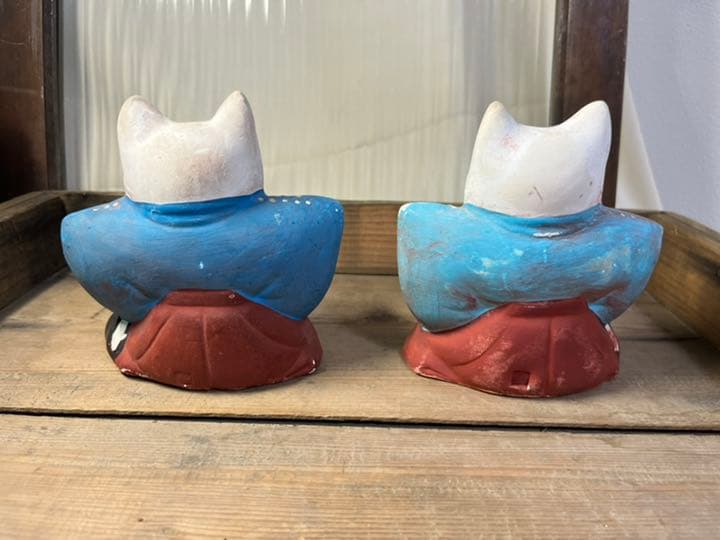 初辰猫　中サイズペア　左右対称　住吉大社　貴重な招き猫です　郷土玩具　縁起物