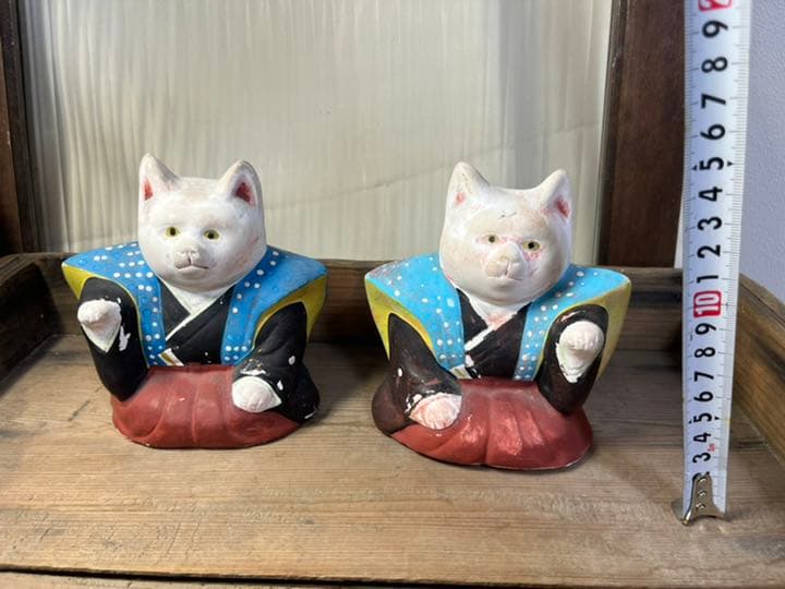 初辰猫　中サイズペア　左右対称　住吉大社　貴重な招き猫です　郷土玩具　縁起物