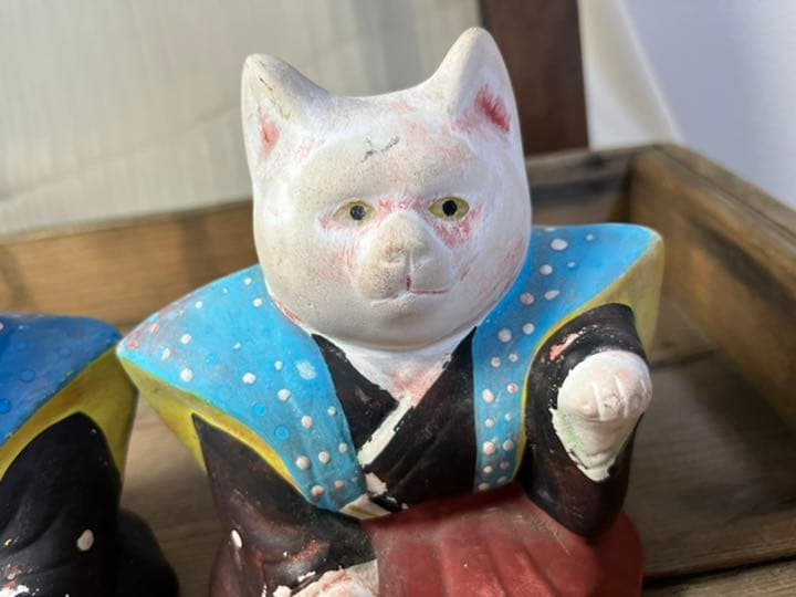 初辰猫　中サイズペア　左右対称　住吉大社　貴重な招き猫です　郷土玩具　縁起物