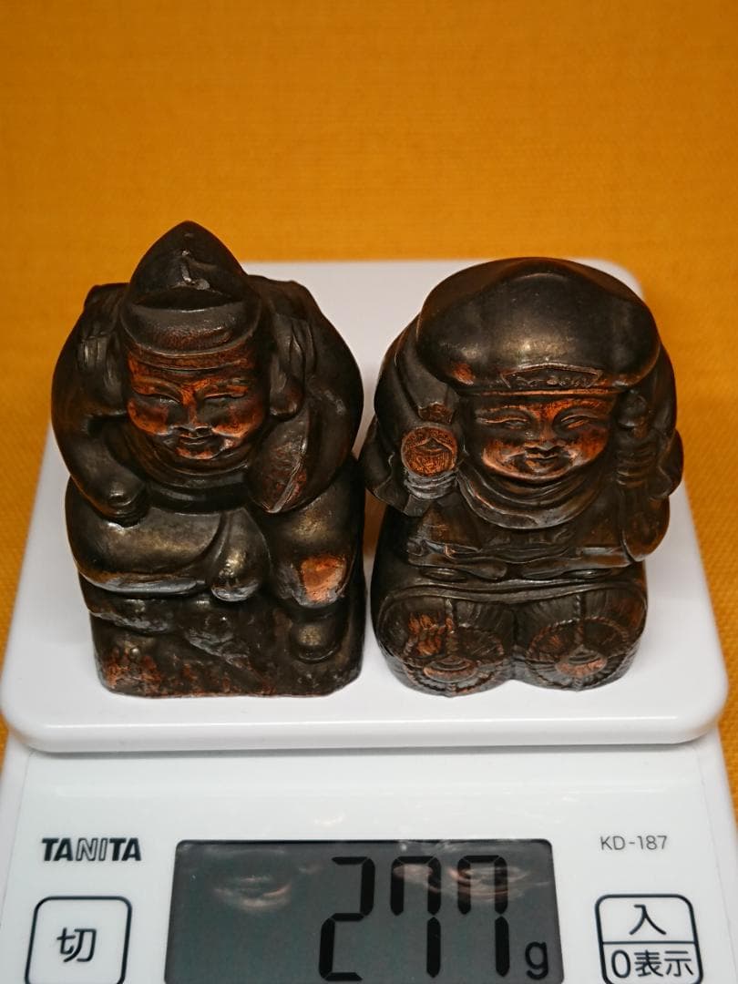 恵比寿　大黒天　金属　ブロンズ像　置物　インテリア　工芸品　美術品　A1523