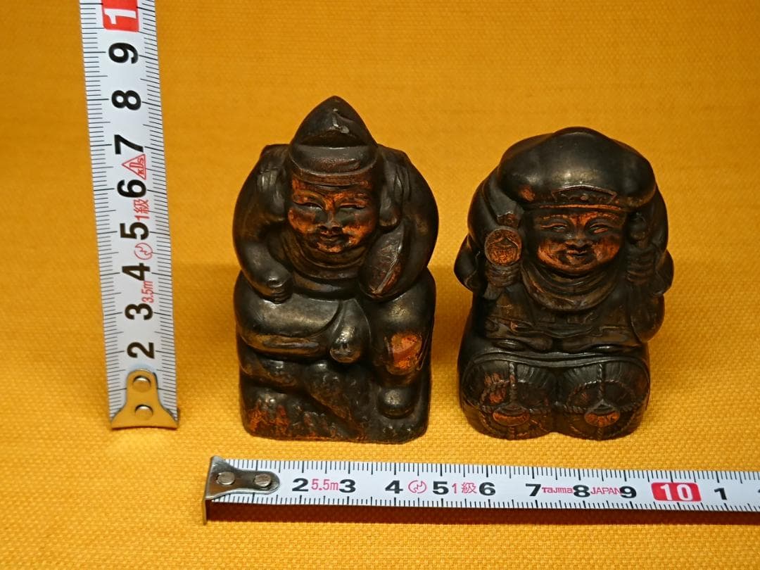 恵比寿　大黒天　金属　ブロンズ像　置物　インテリア　工芸品　美術品　A1523