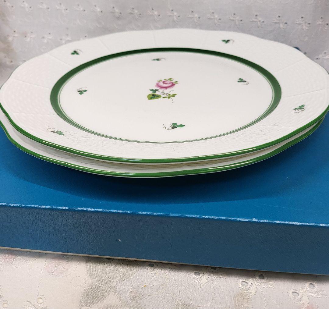 未使用近✨ヘレンド ウィーンのバラ プレート 26cm大皿 ピンク ローズ2枚①