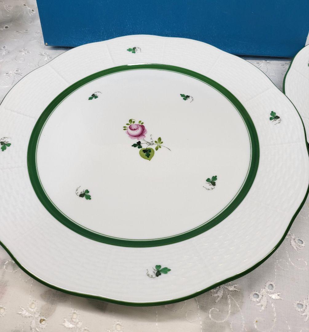 未使用近✨ヘレンド ウィーンのバラ プレート 26cm大皿 ピンク ローズ2枚①