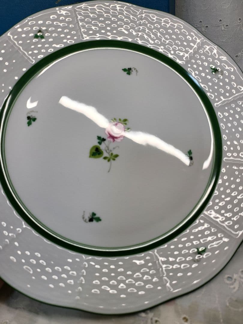 未使用近✨ヘレンド ウィーンのバラ プレート 26cm大皿 ピンク ローズ2枚①