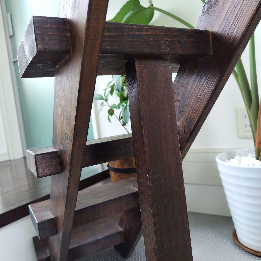 アンティーク 古木を活かした階段ディスプレイ台 シェルフ 4段 天然木