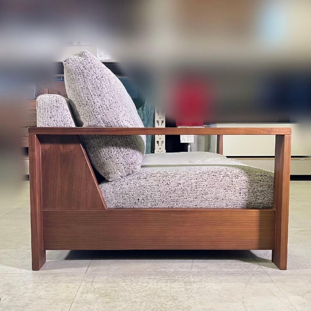 Keyuca ケユカ 木製アームラブソファ 2人掛け　ミックスグレー