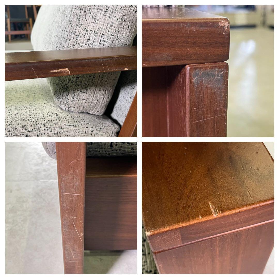 Keyuca ケユカ 木製アームラブソファ 2人掛け　ミックスグレー