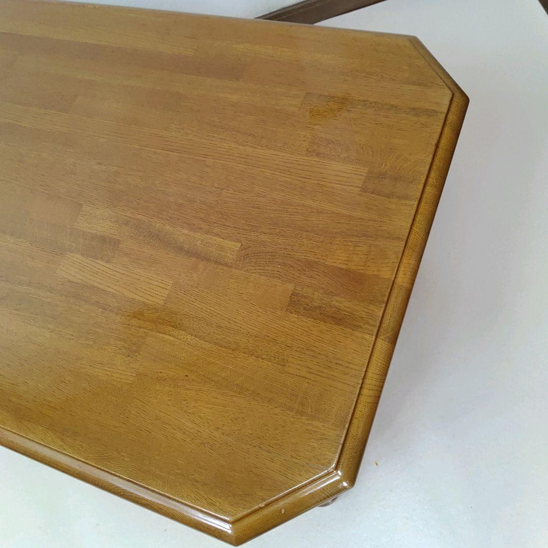 カントリー家具 オーク材 センターテーブル 天然木 オーク材 八角形 ろくろ脚