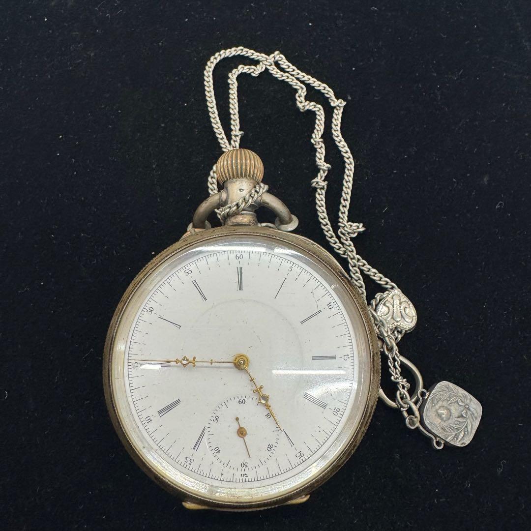 [鑑定済] 銀製懐中時計　アールシュミット商会　商館時計　銀無垢ケース