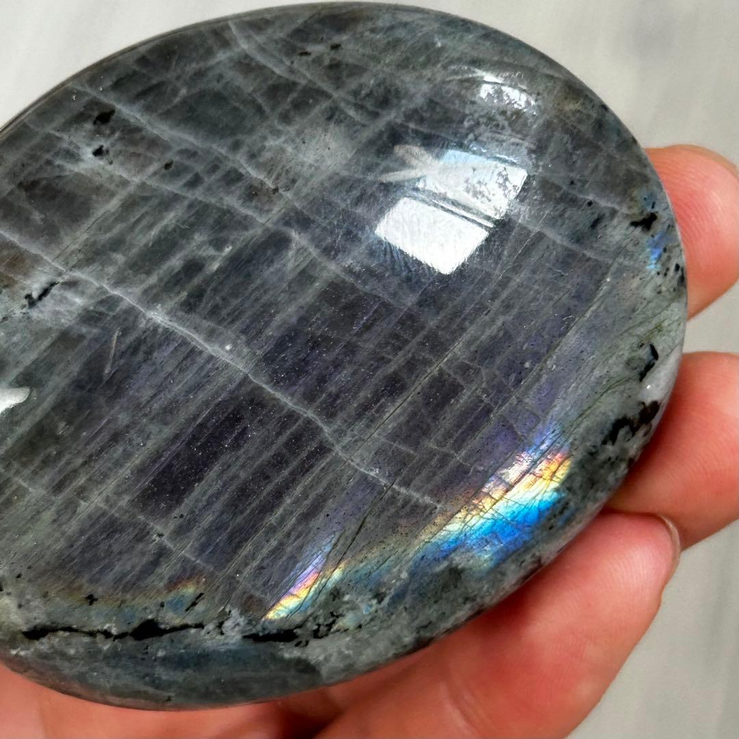 レア　シルバー　パープル　レインボー　素敵シラー　ラブラドライト　パーム129g