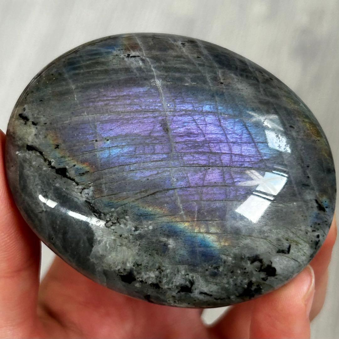 レア　シルバー　パープル　レインボー　素敵シラー　ラブラドライト　パーム129g