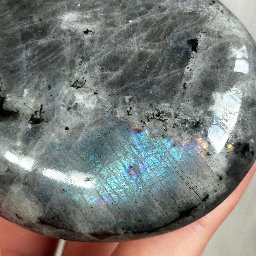 レア　シルバー　パープル　レインボー　素敵シラー　ラブラドライト　パーム129g