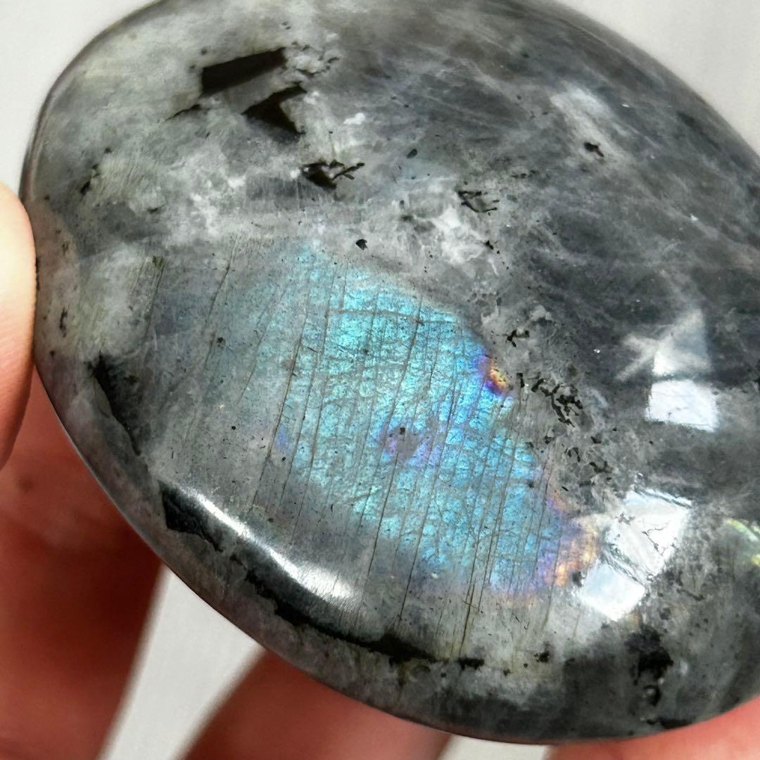 レア　シルバー　パープル　レインボー　素敵シラー　ラブラドライト　パーム129g