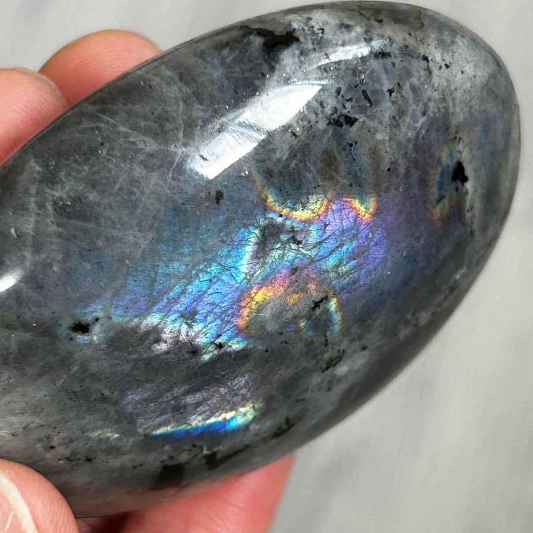 レア　シルバー　パープル　レインボー　素敵シラー　ラブラドライト　パーム129g