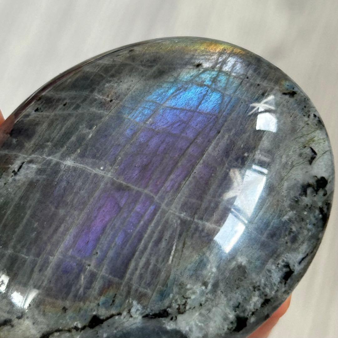 レア　シルバー　パープル　レインボー　素敵シラー　ラブラドライト　パーム129g