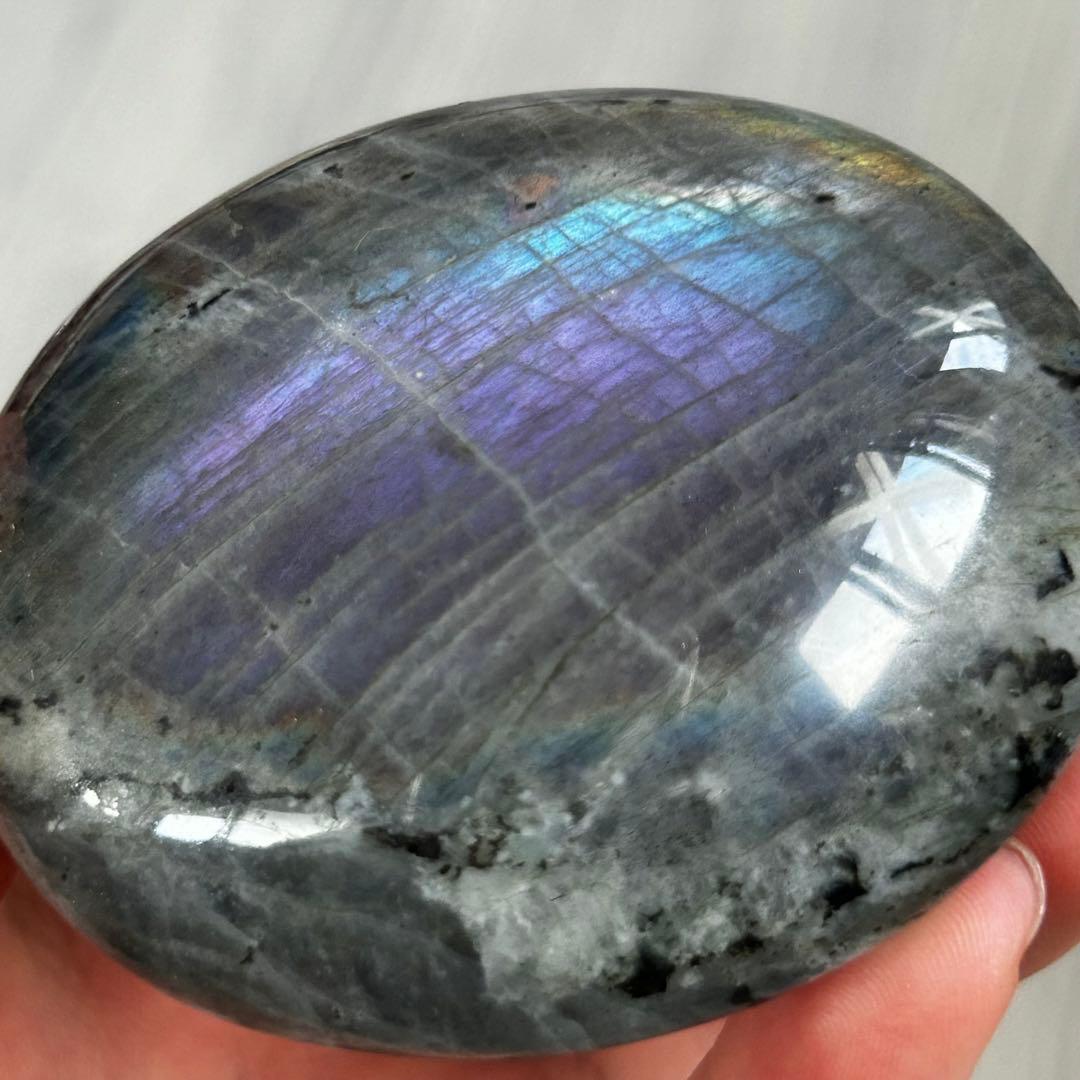 レア　シルバー　パープル　レインボー　素敵シラー　ラブラドライト　パーム129g