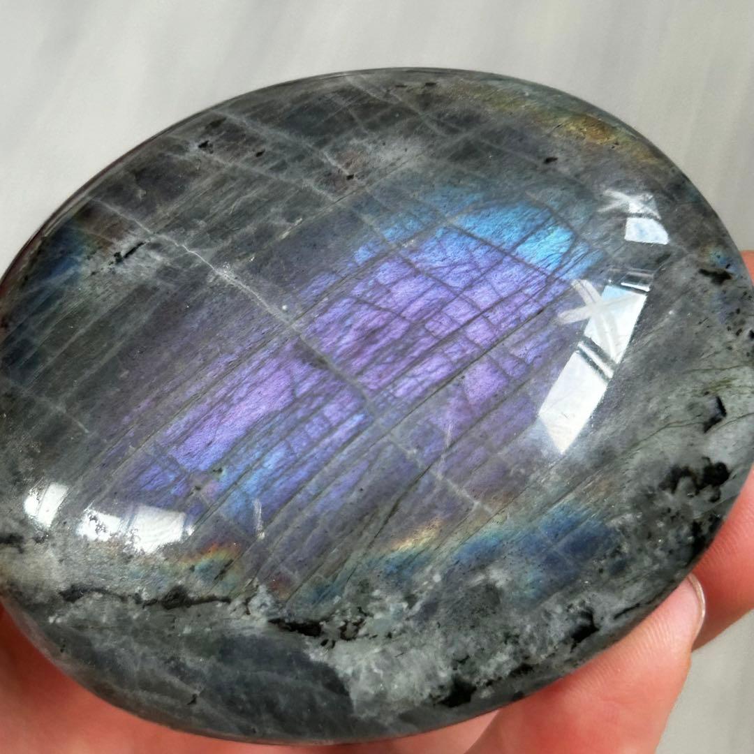 レア　シルバー　パープル　レインボー　素敵シラー　ラブラドライト　パーム129g