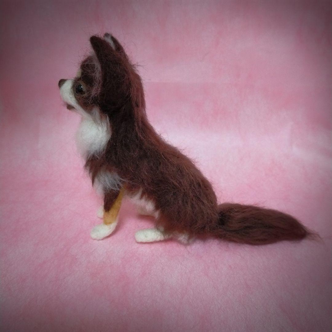 チョコタン☆ロングコートチワワ 全身 ハンドメイド 犬 羊毛フェルト