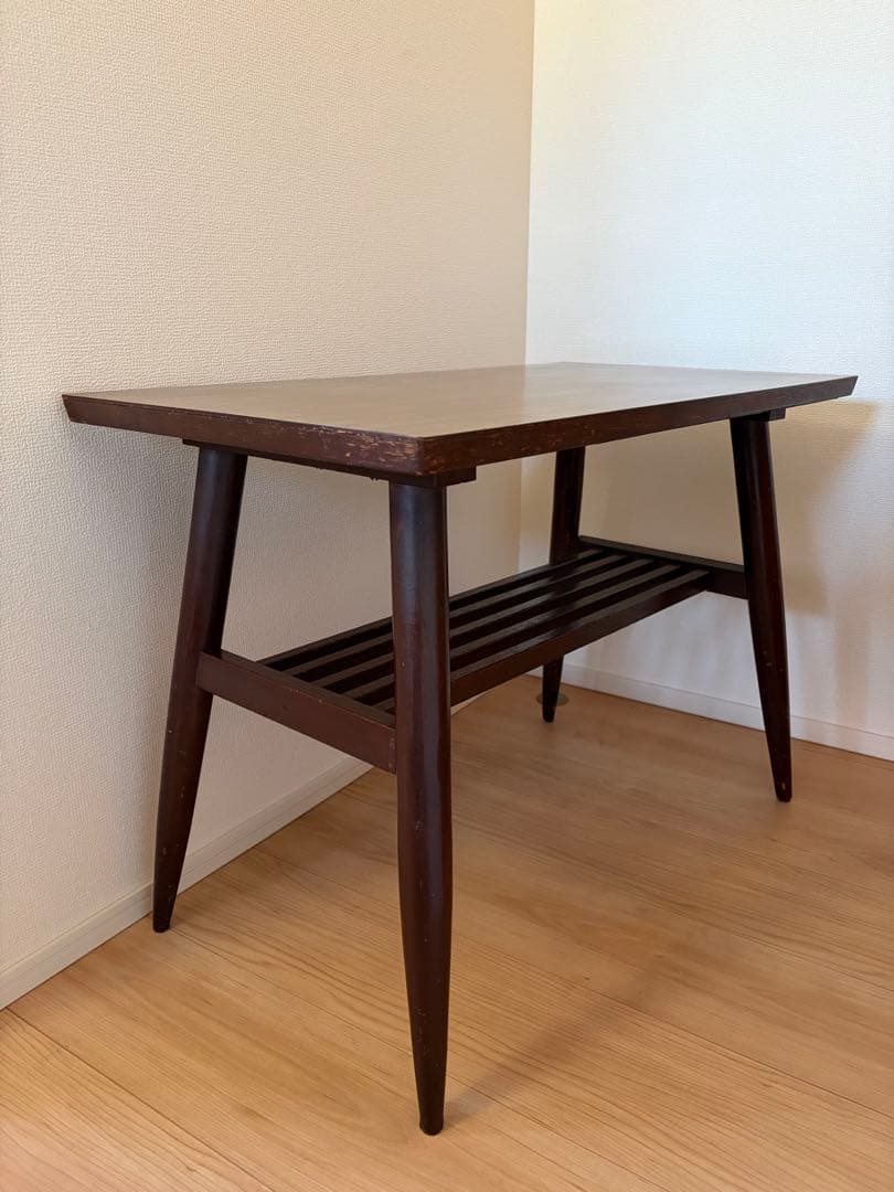 レア★アンティーク　ローテーブル　センターテーブル　格子荷台付き　木製