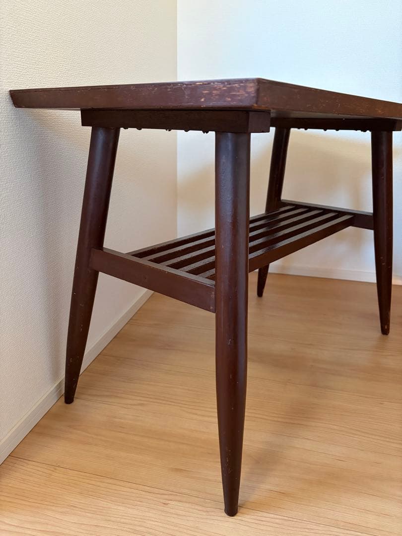 レア★アンティーク　ローテーブル　センターテーブル　格子荷台付き　木製