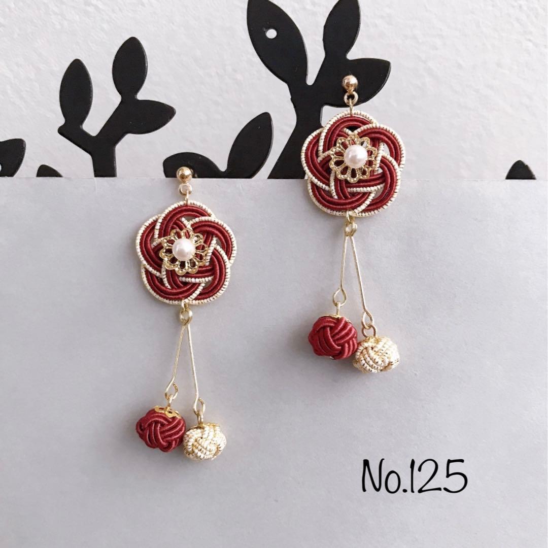 *お花と淡路玉のピアス*【No.125】