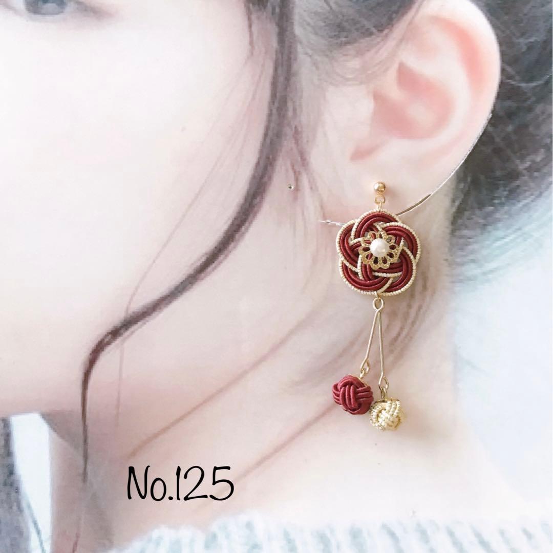 *お花と淡路玉のピアス*【No.125】