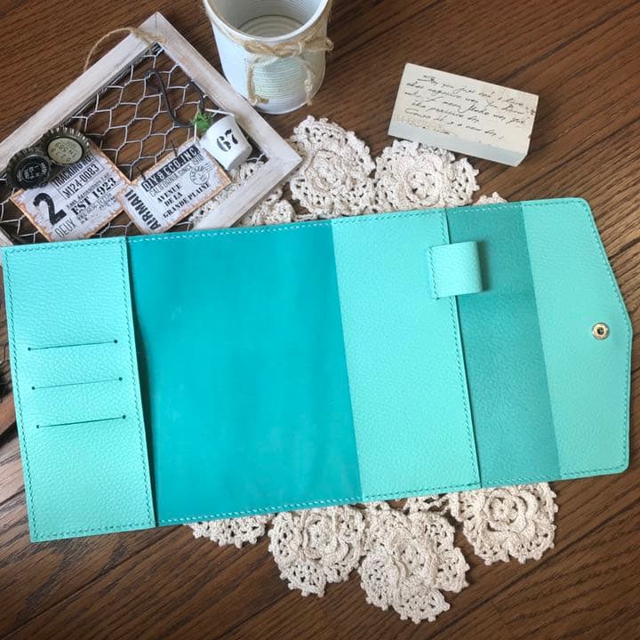 ご確認用 牛革 ティファニーブルー 手帳カバー フルカバー　A6 A5 B6