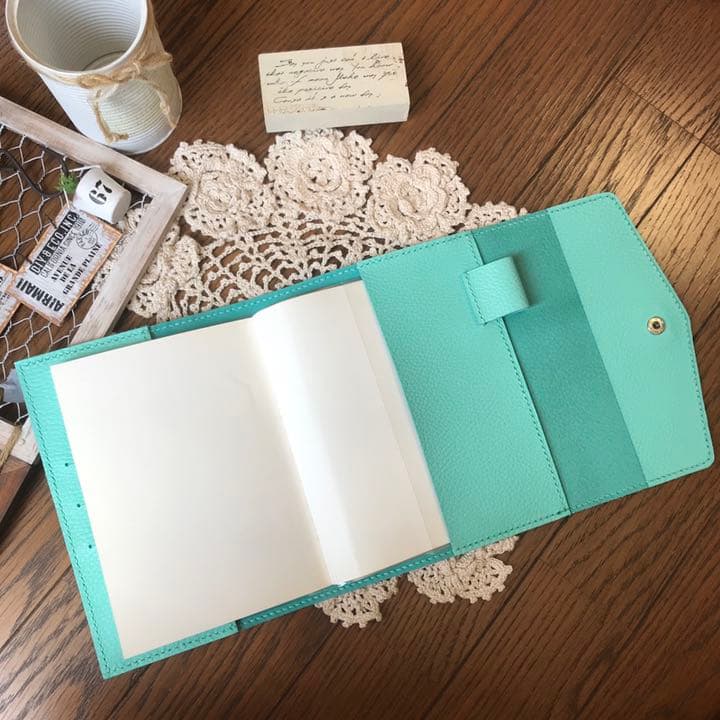 ご確認用 牛革 ティファニーブルー 手帳カバー フルカバー　A6 A5 B6