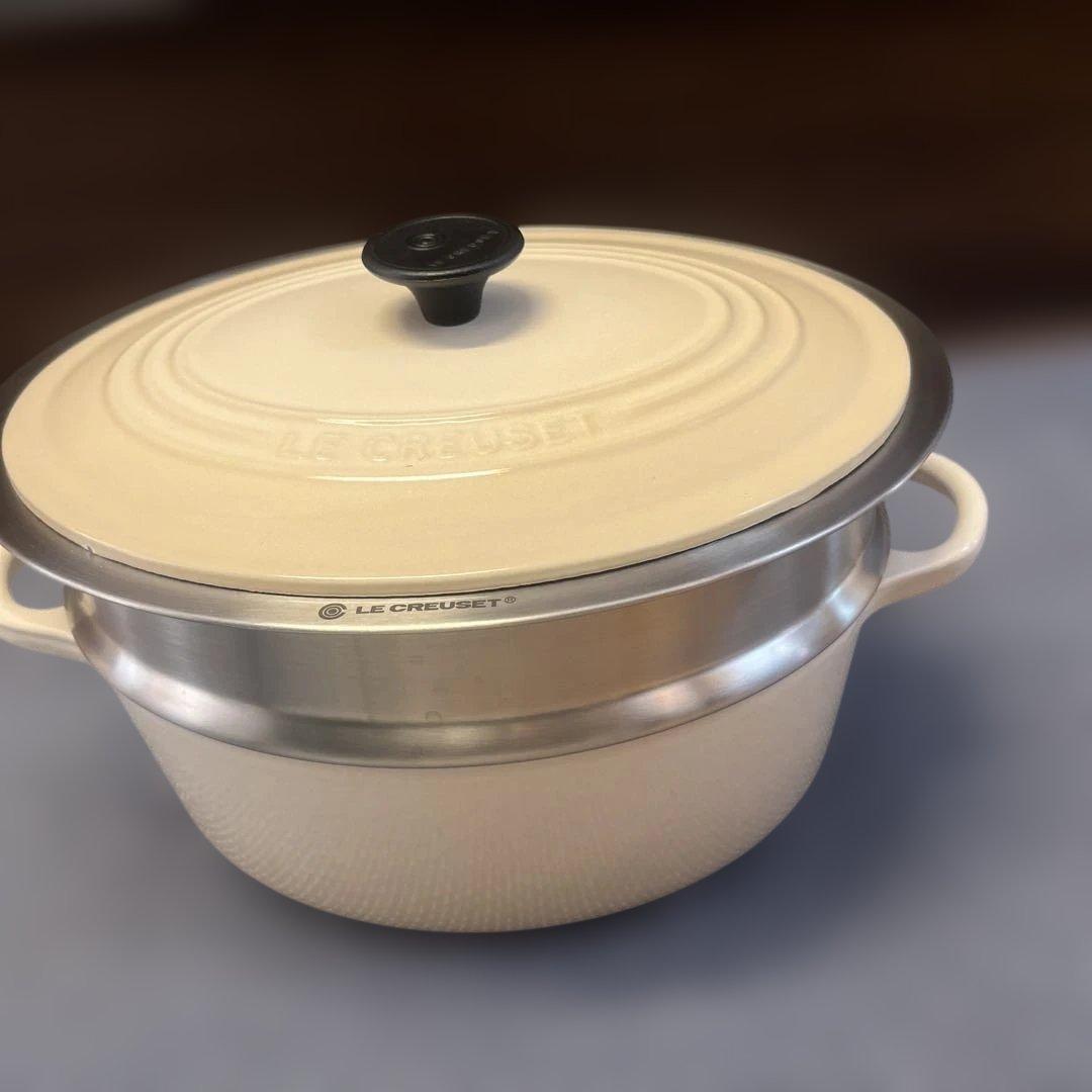 美品☆ルクルーゼ オーバル・スチーマーセット25㎝