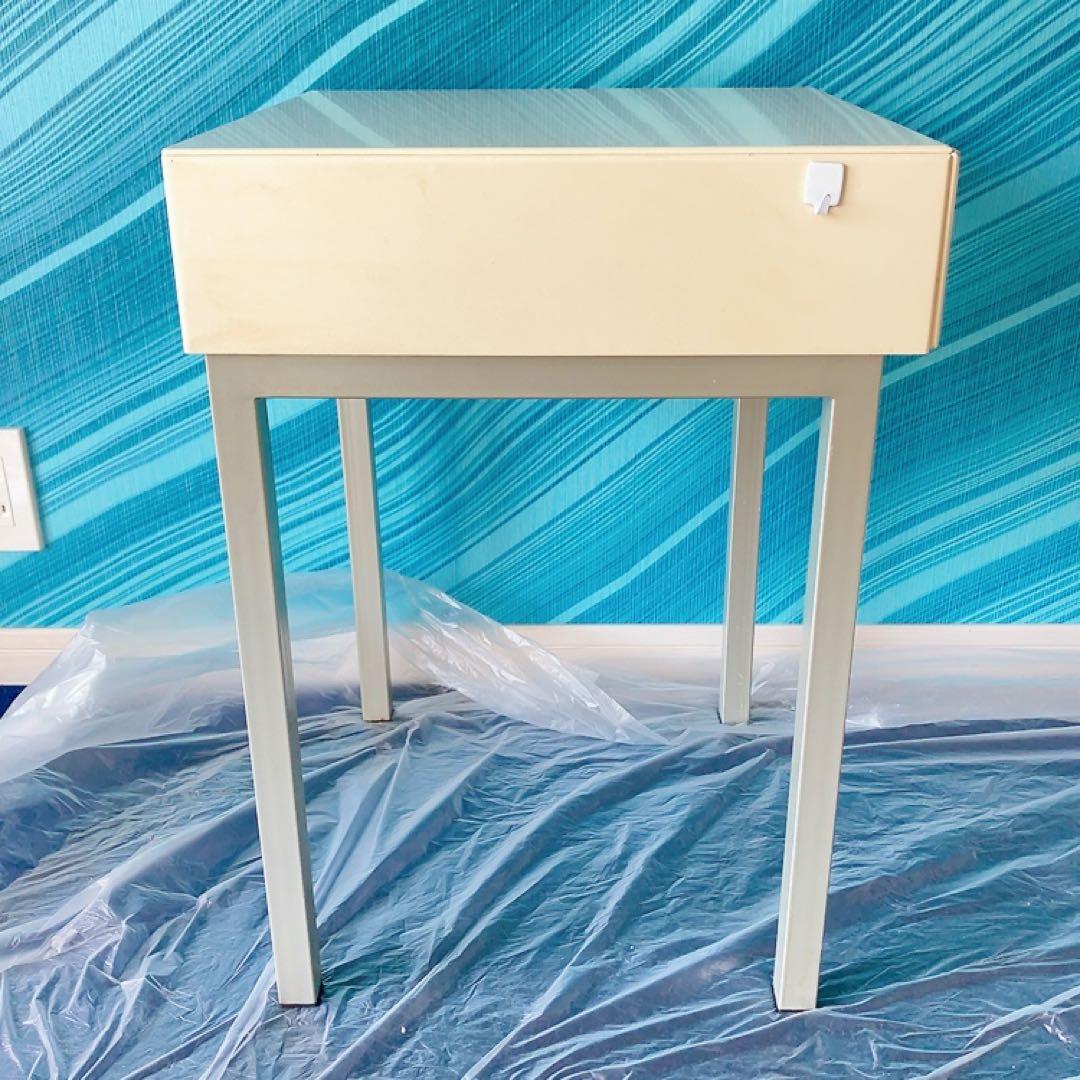 フランスベッド サイドテーブル① 引き出し オフホワイト リメイク DIY