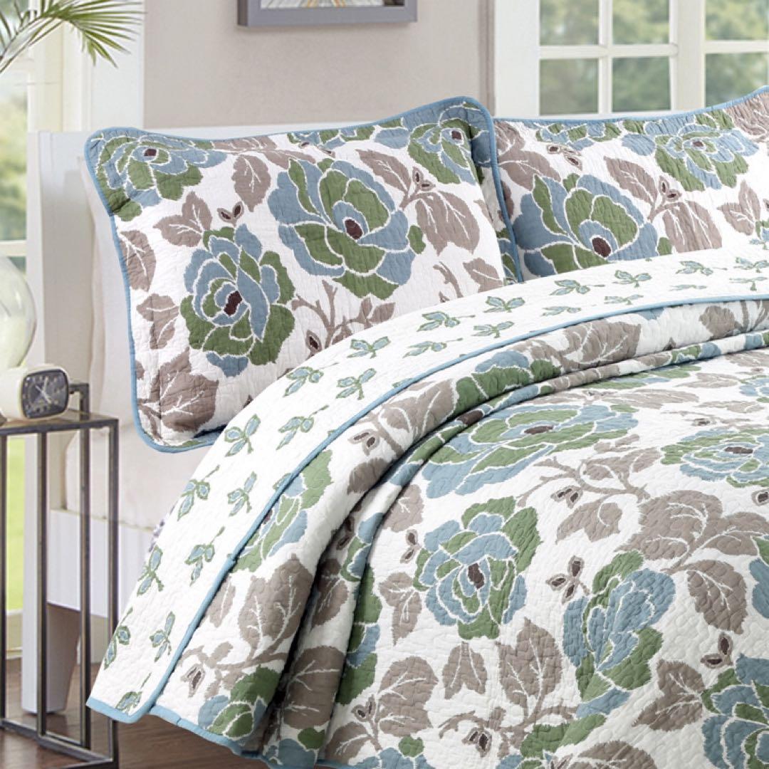 キルトベッドカバー3点セット綿マルチカバー キルティング 808