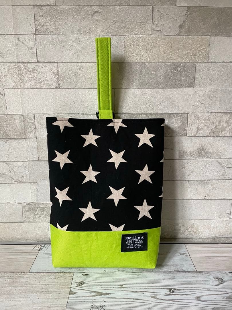 ちょち子♪ 体操服袋.上履き袋＊星柄BK/LGR