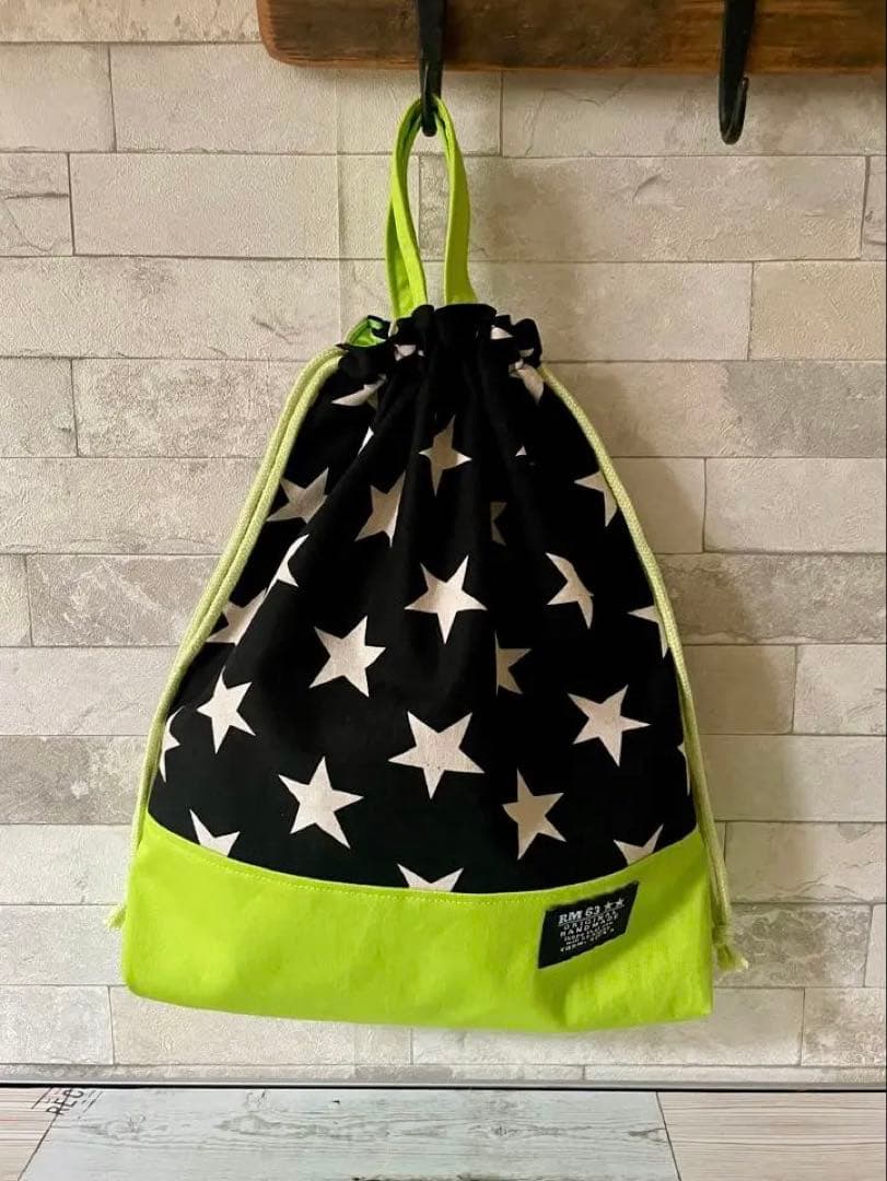 ちょち子♪ 体操服袋.上履き袋＊星柄BK/LGR