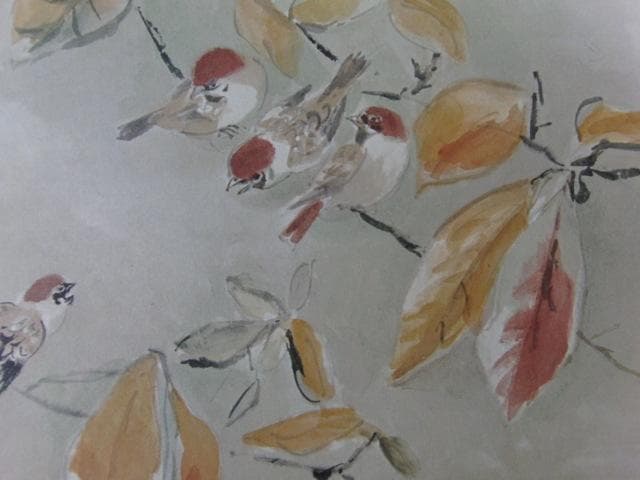 和田三造、【柿の小枝】、希少な大判額装用画集より、新品高級額装付