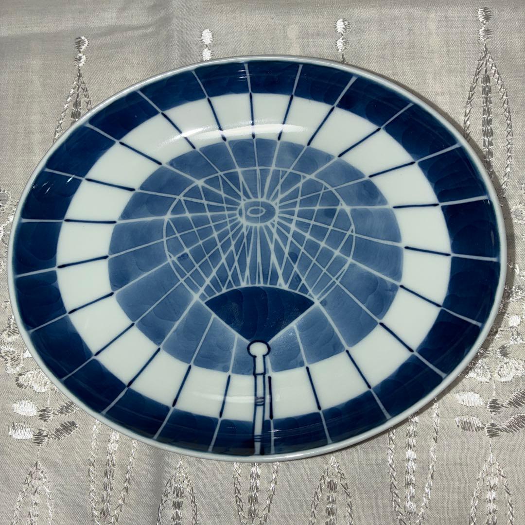 有田焼 源右衛門窯 染付傘絵 銘々皿 15.5cm ５枚セット