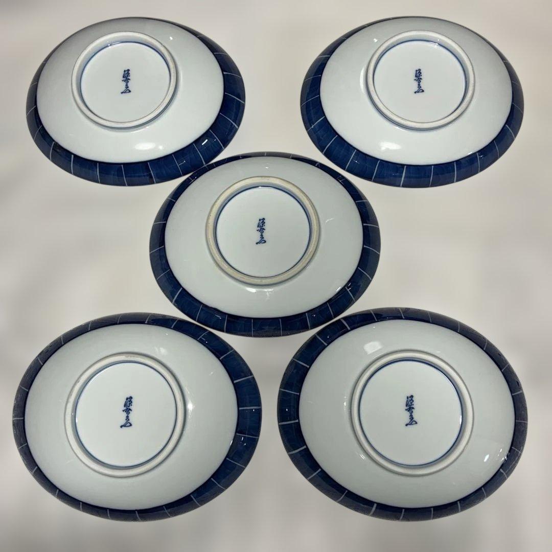 有田焼 源右衛門窯 染付傘絵 銘々皿 15.5cm ５枚セット