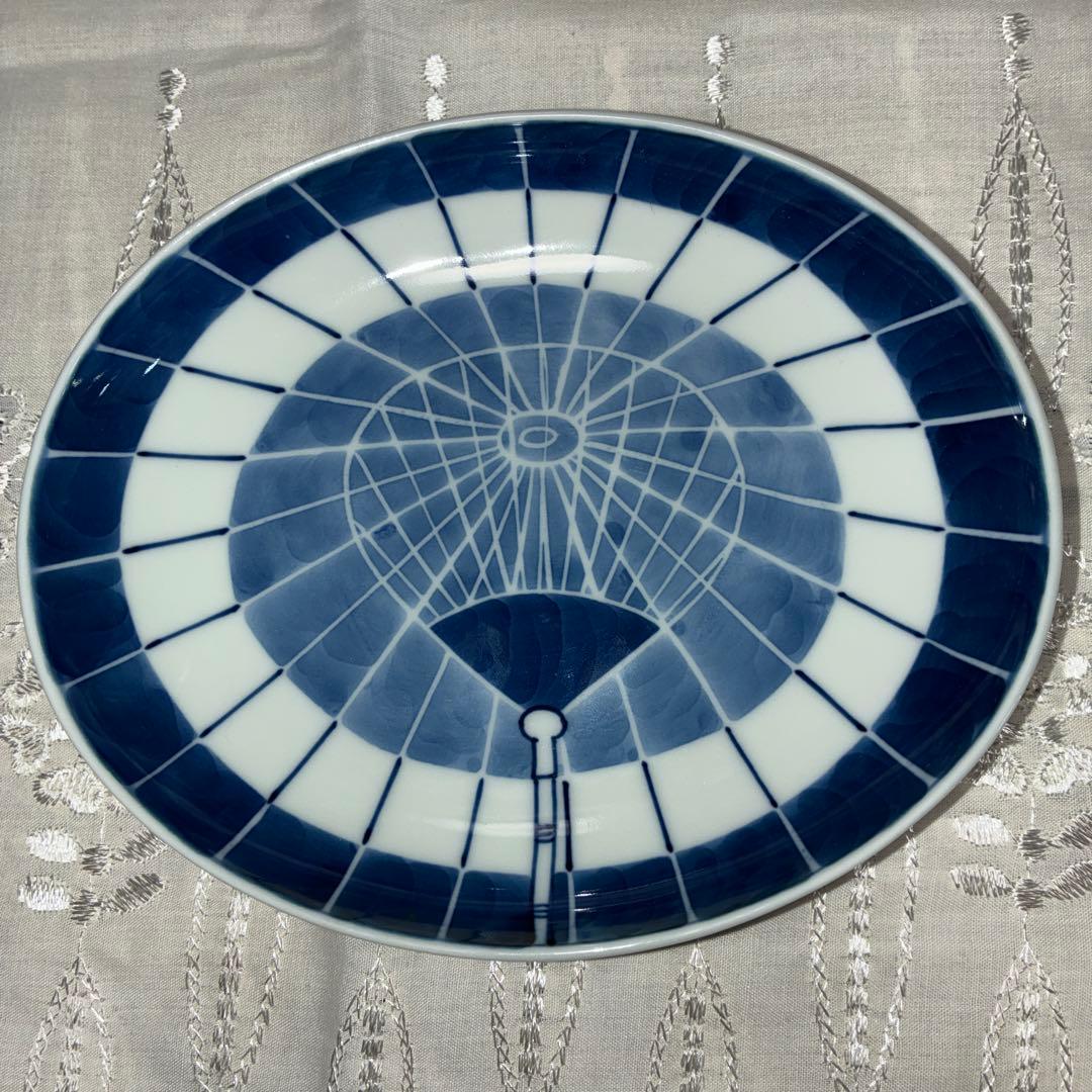 有田焼 源右衛門窯 染付傘絵 銘々皿 15.5cm ５枚セット