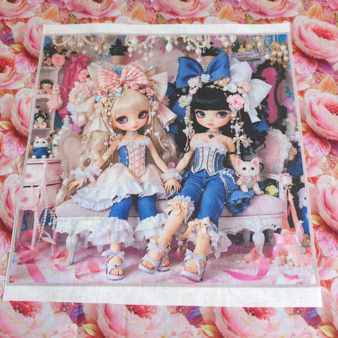 未使用 可愛い女の子パネル生地＆蝶.花柄生地です。 - メルカリ