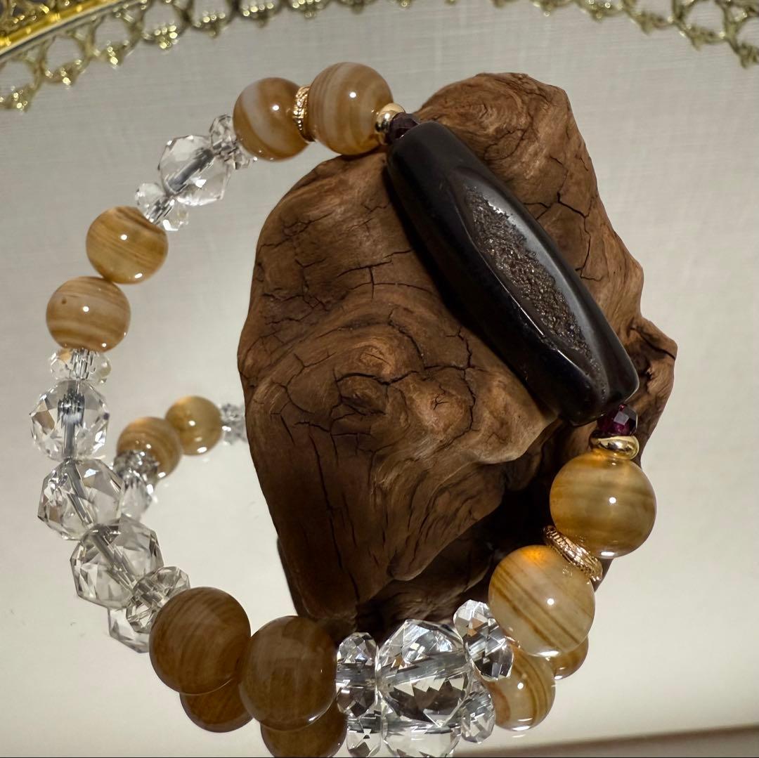 朱砂＆ジオード入　観音天珠　レア♡