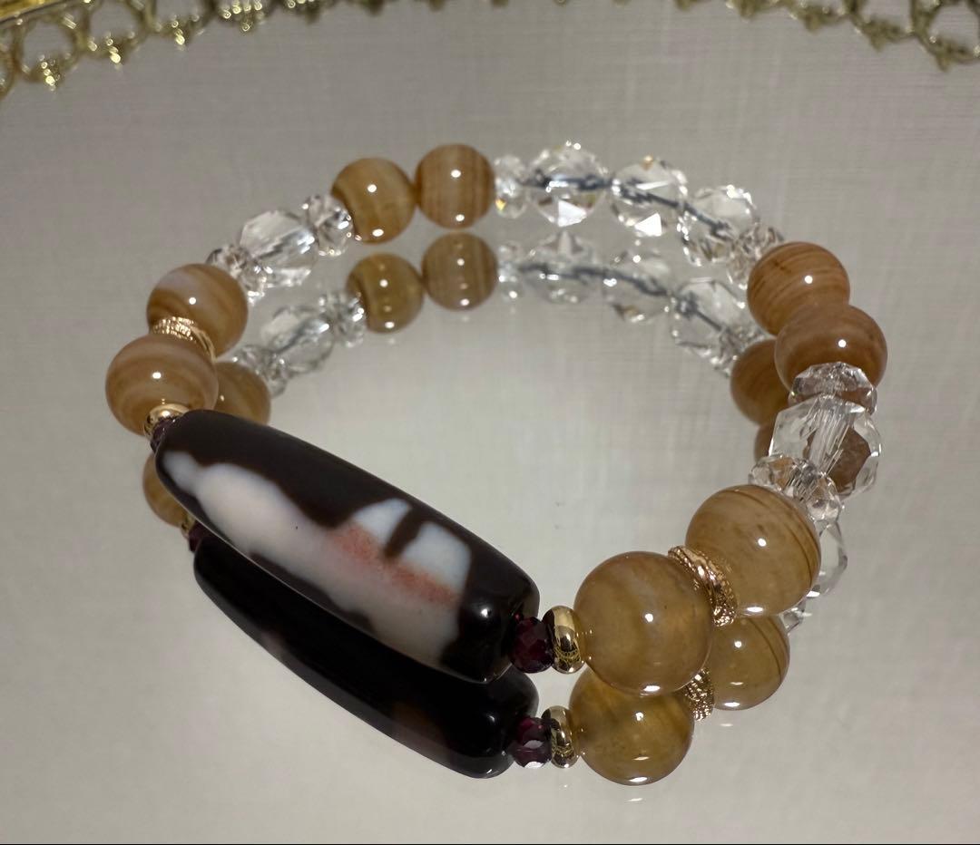 朱砂＆ジオード入　観音天珠　レア♡