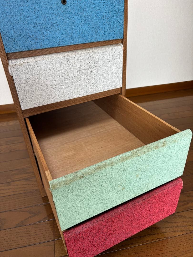 アンティーク棚 レトロ収納棚 4段引き出し 木製チェスト 昭和レトロヴィンテージ