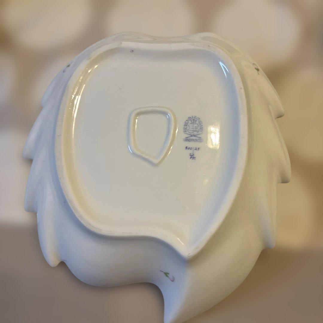 【美品】ヘレンド 葉形花柄皿