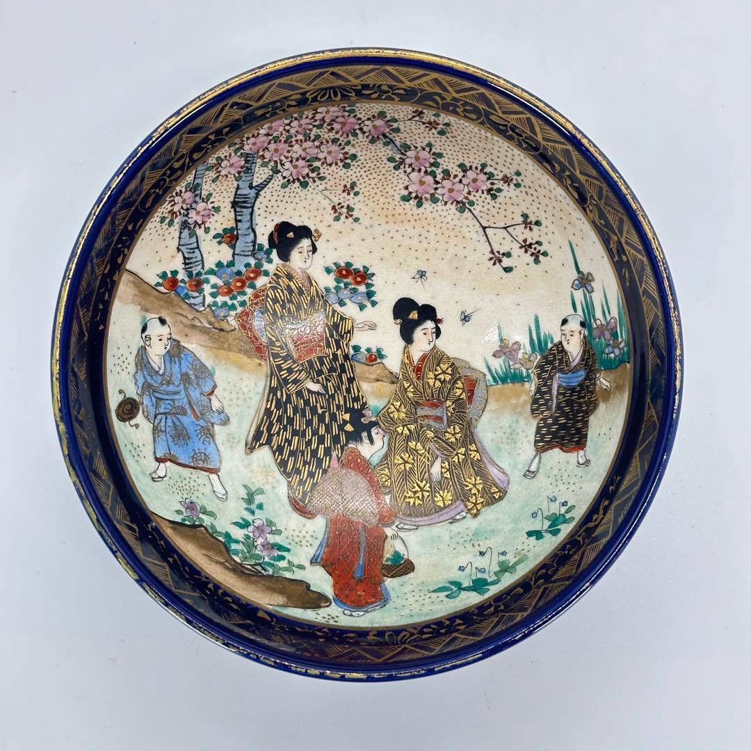 a479 送料無料 ※直し有り※ 錦光山銘 錦手瑠璃地金彩人物