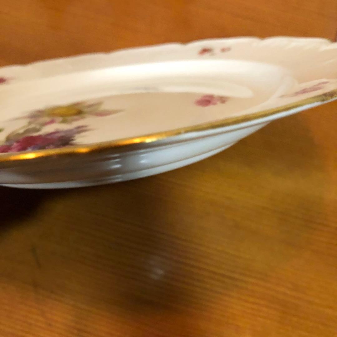 オールドKPMベルリン　印象主義様式　フラワーブーケと昆虫 プレート