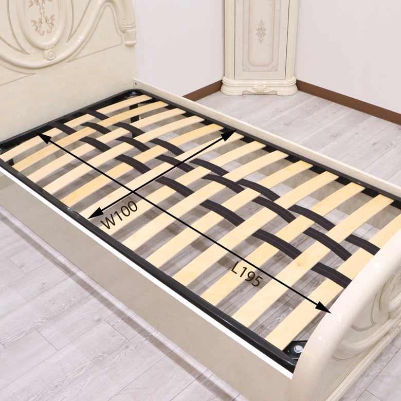 シングルベッドフレーム アイボリー イタリア フローレンス 枠のみ